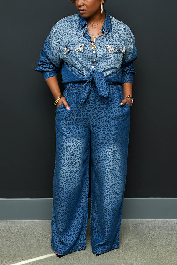 Luxe Leopard Print Denim Set