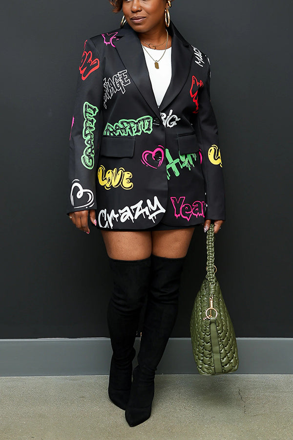 Graffiti Glam Boyfriend Blazer