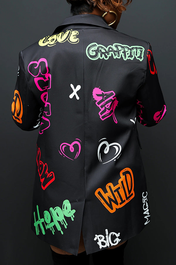 Graffiti Glam Boyfriend Blazer
