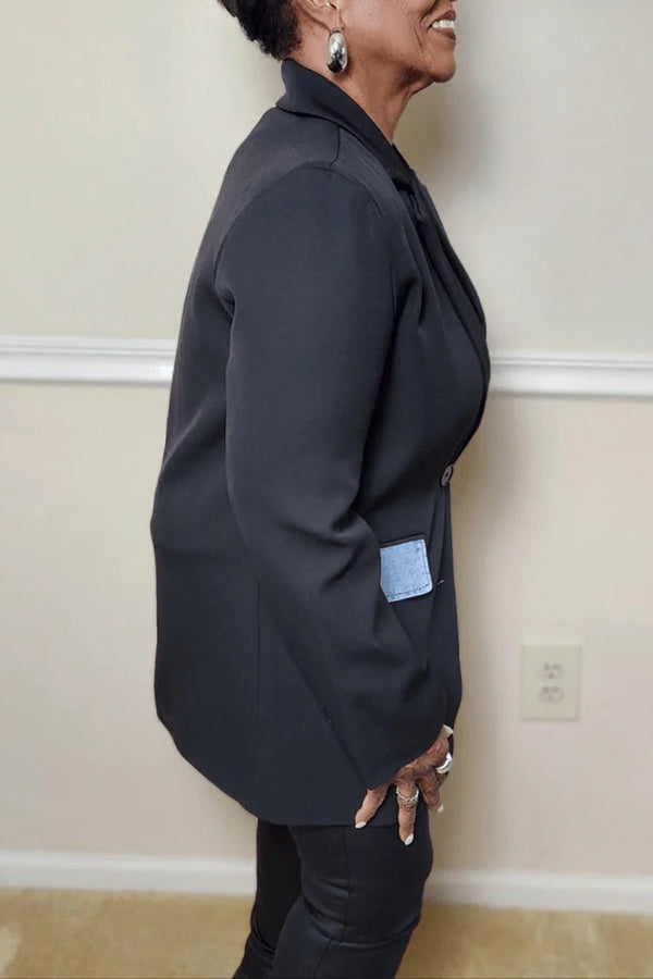 Stylish Denim Contrast Blazer