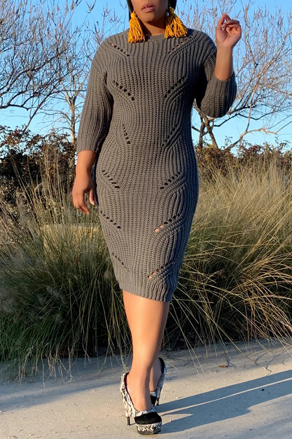 Stylish Ripped Back Knitted Sweater Dress