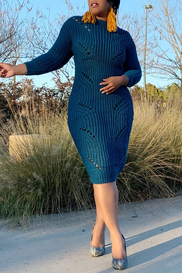 Stylish Ripped Back Knitted Sweater Dress