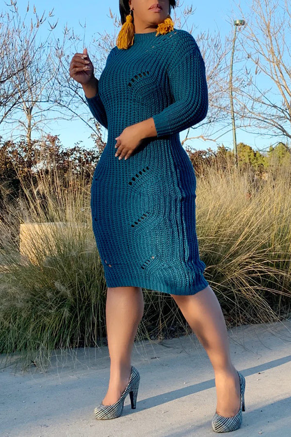 Stylish Ripped Back Knitted Sweater Dress