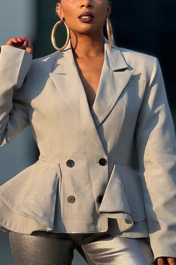 Stylish Double-Layer Ruffled Blazer