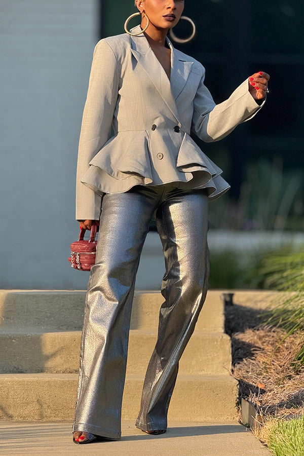 Stylish Double-Layer Ruffled Blazer