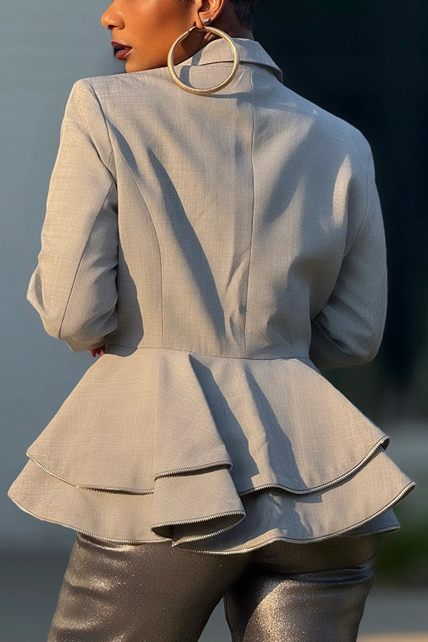 Stylish Double-Layer Ruffled Blazer