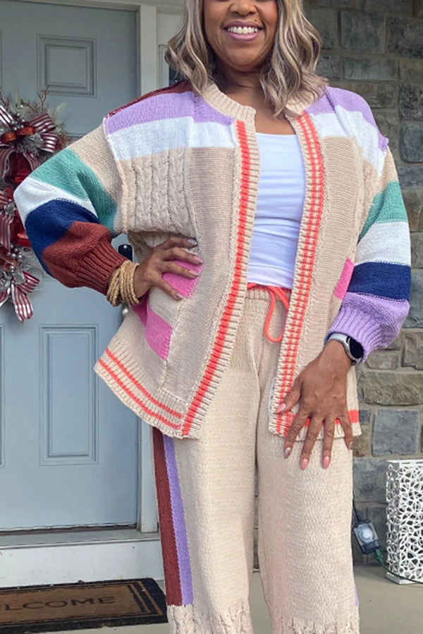 Cute Color Block Graphic Print Sweater