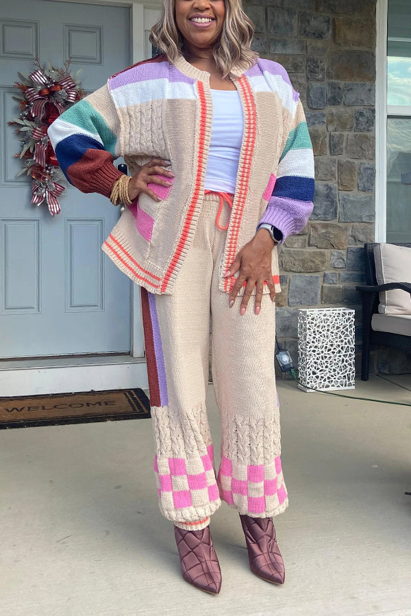 Cute Color Block Graphic Print Sweater