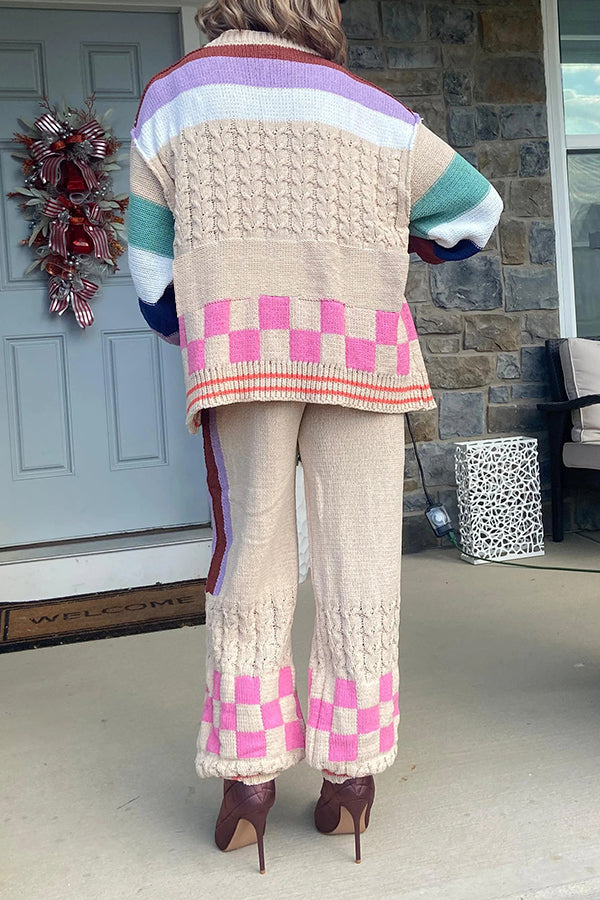 Cute Color Block Graphic Print Sweater