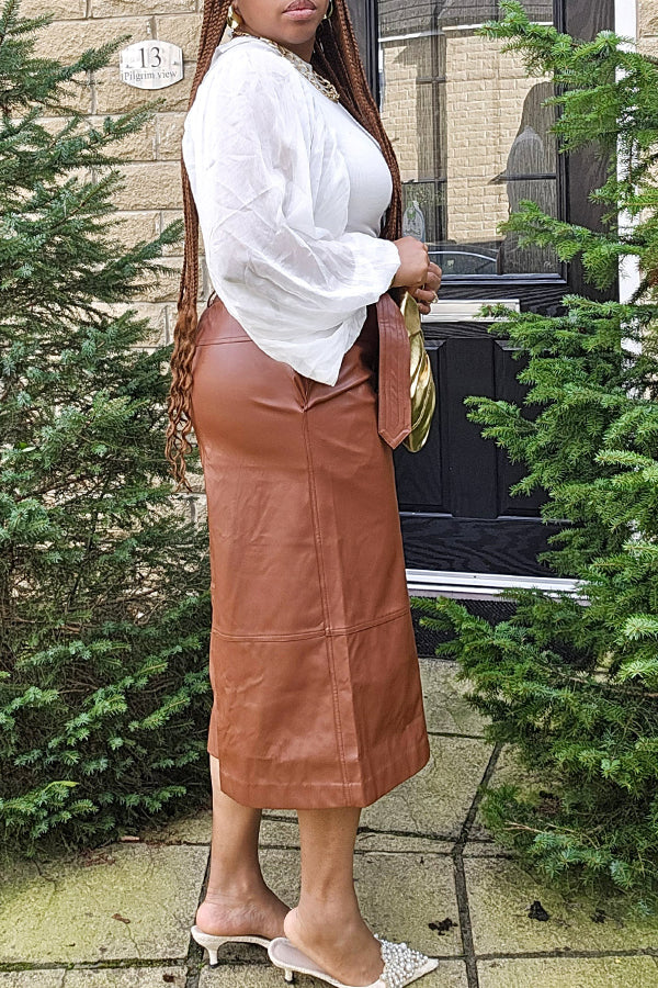 Stylish Vegan Leather Wide Leg Cropped Culotte Pants