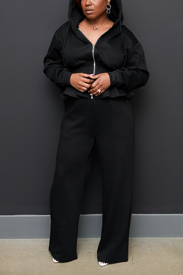 Chic Comfort Peplum Hoodie Set