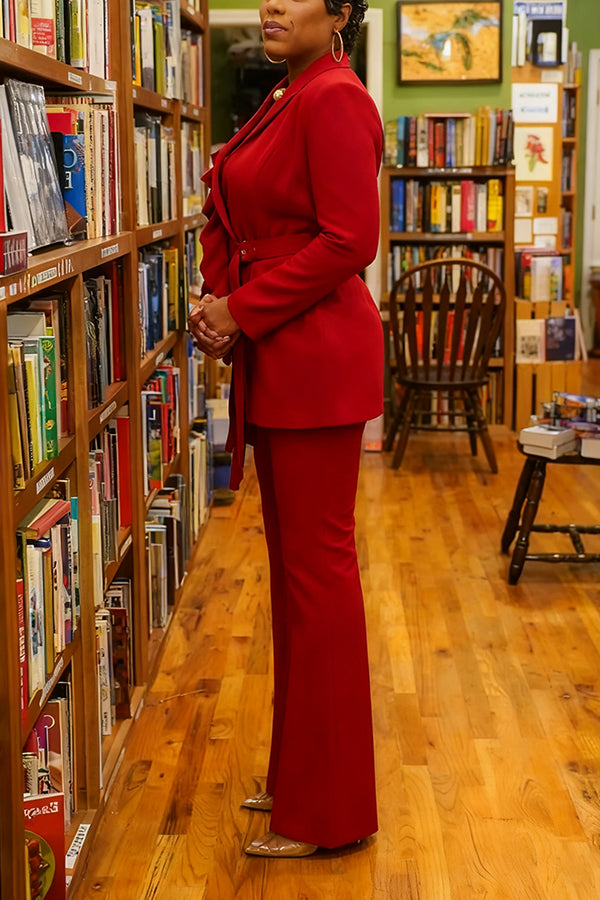 Stylish Asymmetrical Hem Blazer & Pants Set