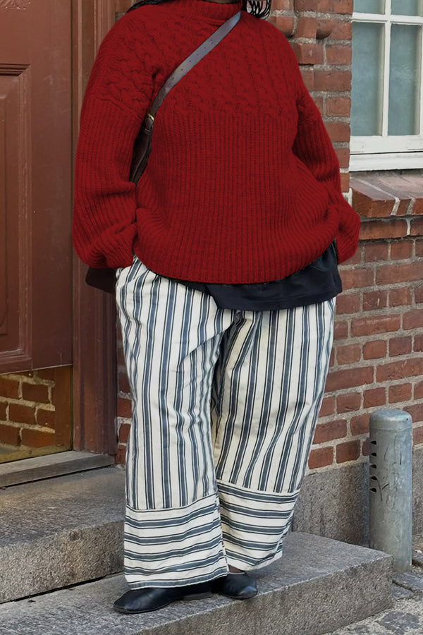 Cozy Mock Neck Cable Knit Sweater