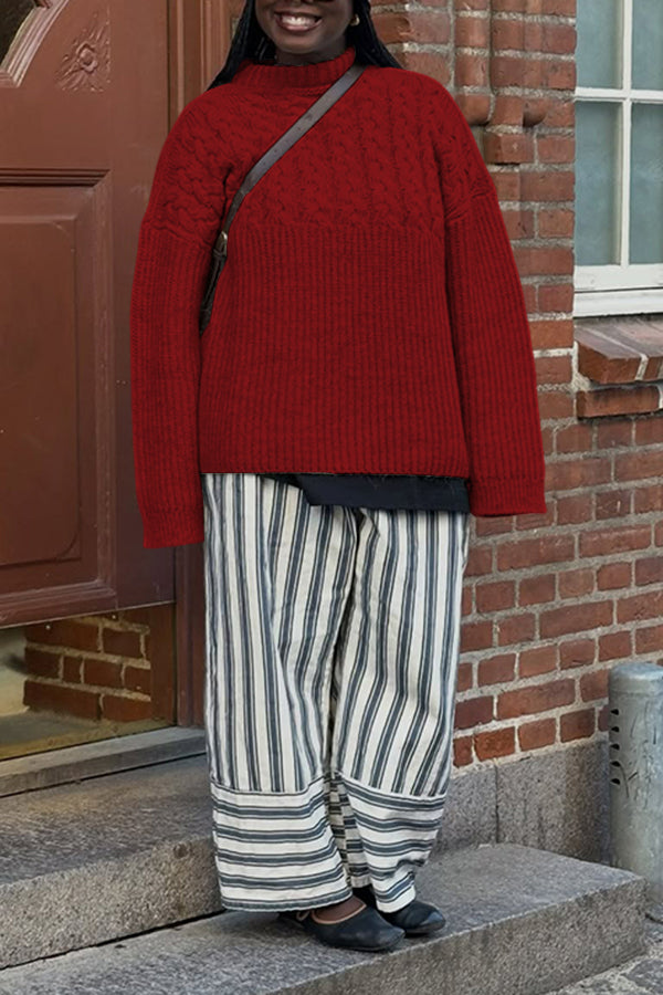 Cozy Mock Neck Cable Knit Sweater