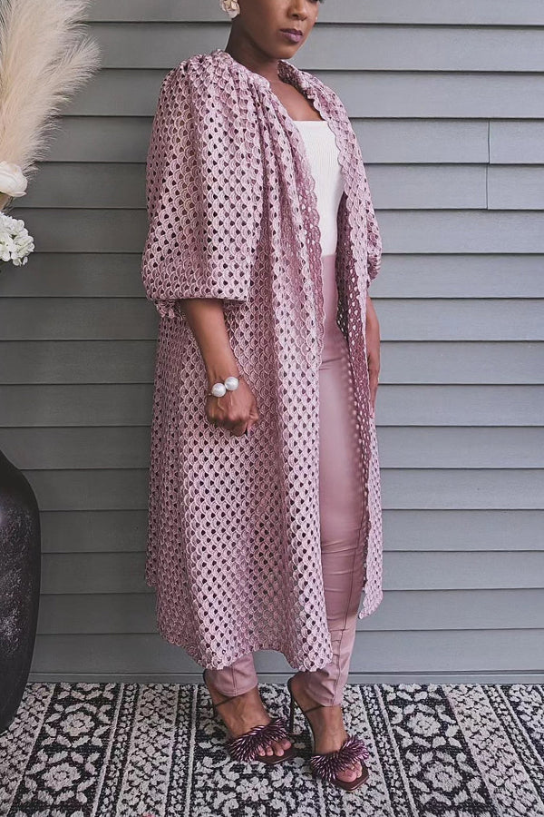 Stylish Embroidered Lace Kimono Jacket