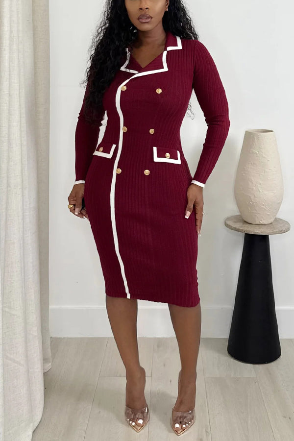 Chic Ribbed Knit Blazer Dress