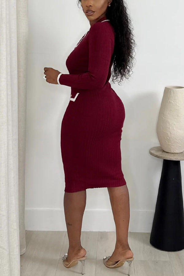 Chic Ribbed Knit Blazer Dress
