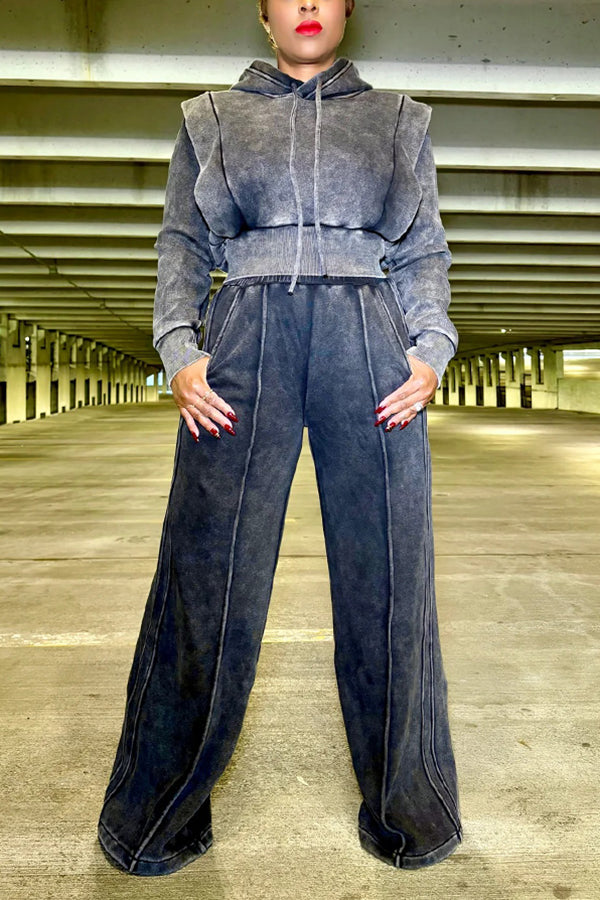 Luxe Wide leg Structured Jogger Set