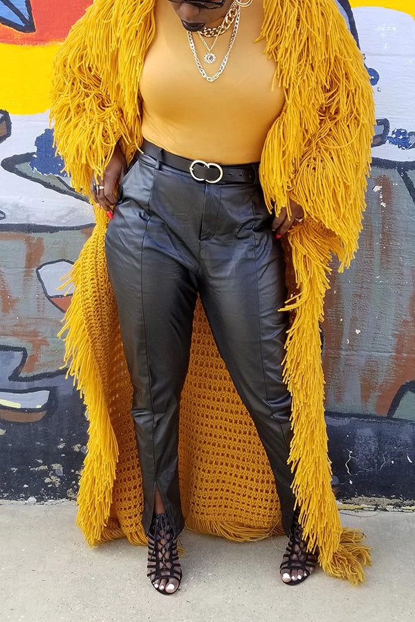 Striking Maxi Shaggy Tassel Knitted Cardigan