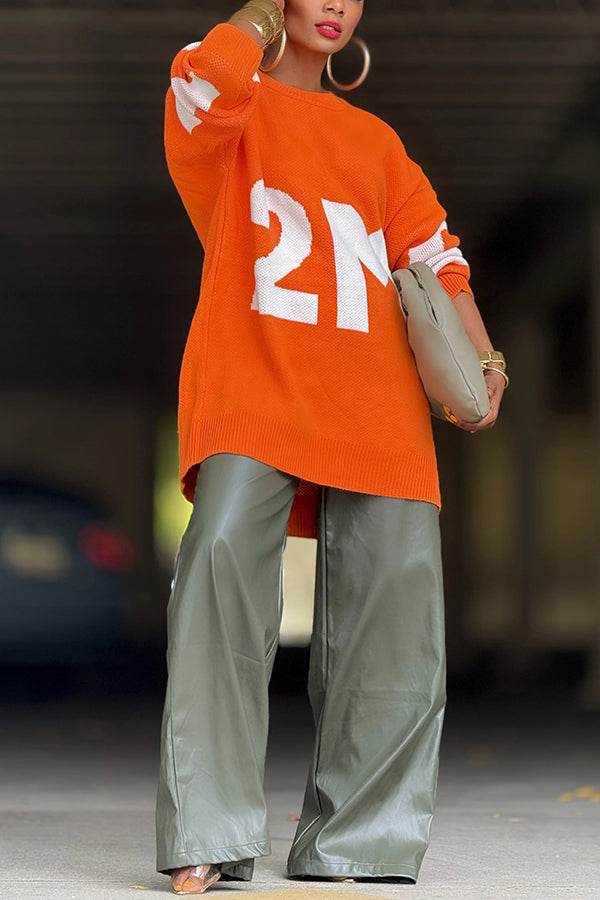 Casual Letter & Figure Graphic Sweater