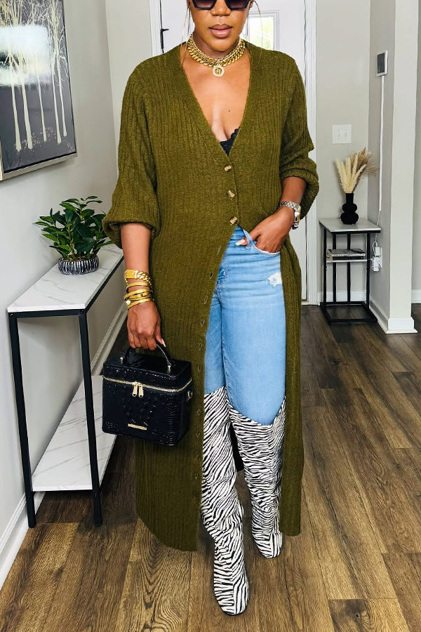 Classic V-Neck Button Up Cardigan