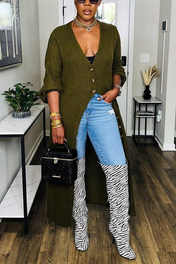 Classic V-Neck Button Up Cardigan