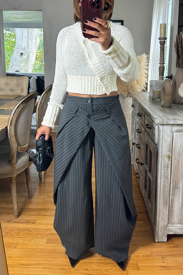 Chic Asymmetrical Crop Sweater & Pants Set