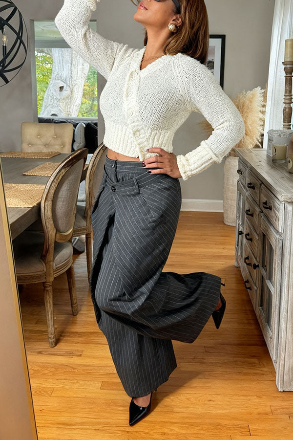 Chic Asymmetrical Crop Sweater & Pants Set