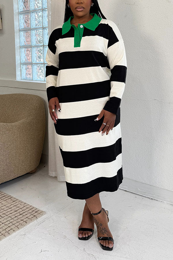 Casual Long Sleeve Striped Dress