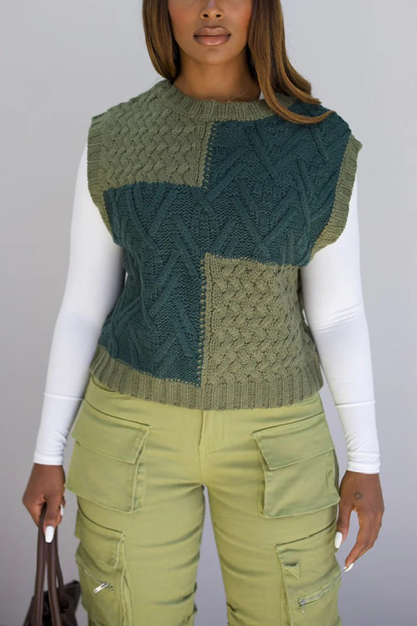 Versatile Layered Color Block Knitted Vest