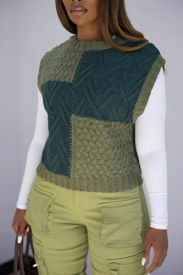 Versatile Layered Color Block Knitted Vest