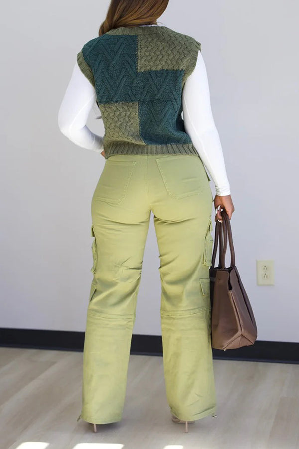 Versatile Layered Color Block Knitted Vest