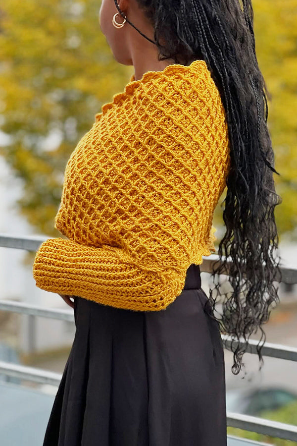 Chic Off The Shoulder Crochet Wrap Sweater