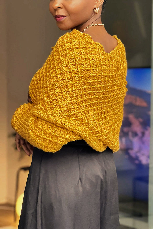 Chic Off The Shoulder Crochet Wrap Sweater