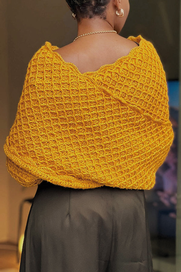 Chic Off The Shoulder Crochet Wrap Sweater