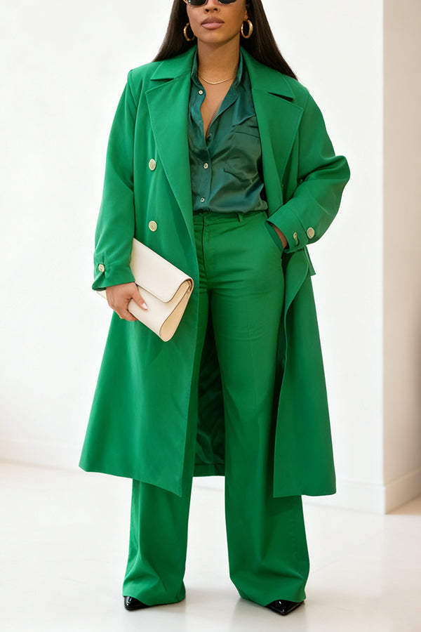 Stylish Long Blazer & Wide Leg Pants Set
