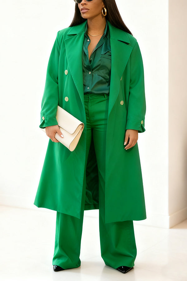 Stylish Long Blazer & Wide Leg Pants Set
