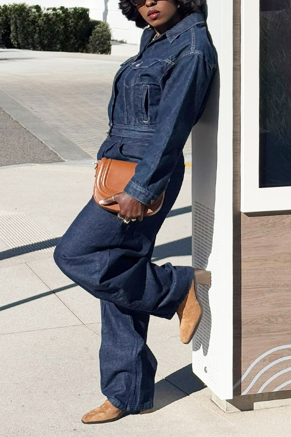 Stylish Denim Jacket & High Waist Jeans Set