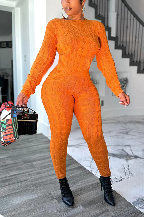 Stylish Cable Knit Sweater Set