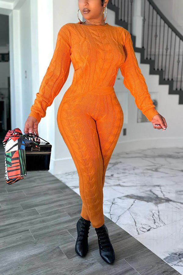 Stylish Cable Knit Sweater Set