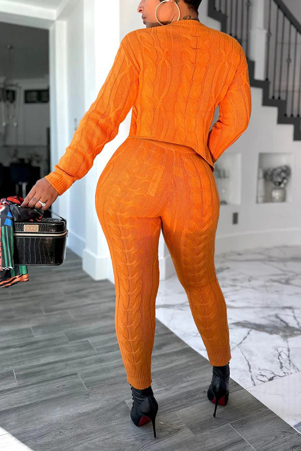 Stylish Cable Knit Sweater Set