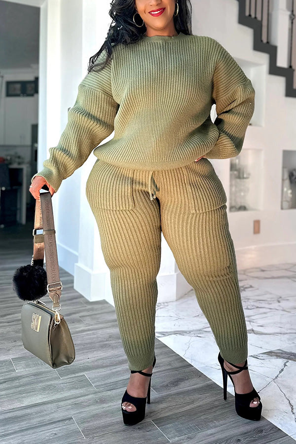 Relaxed Loose Sweater & Knit Trousers