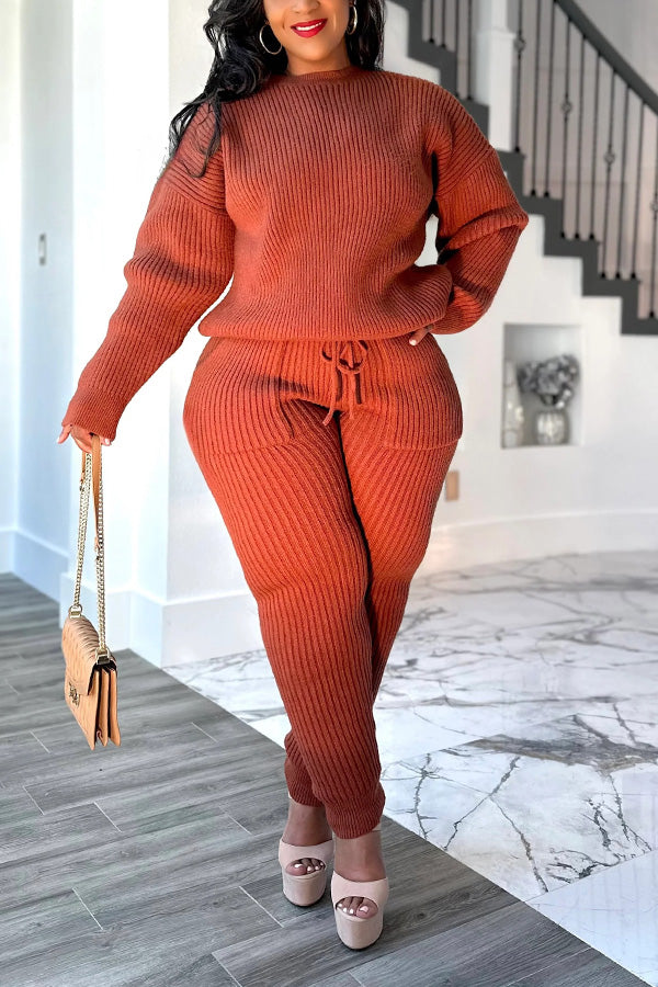 Relaxed Loose Sweater & Knit Trousers