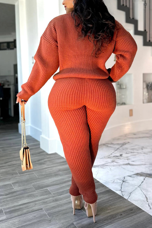 Relaxed Loose Sweater & Knit Trousers