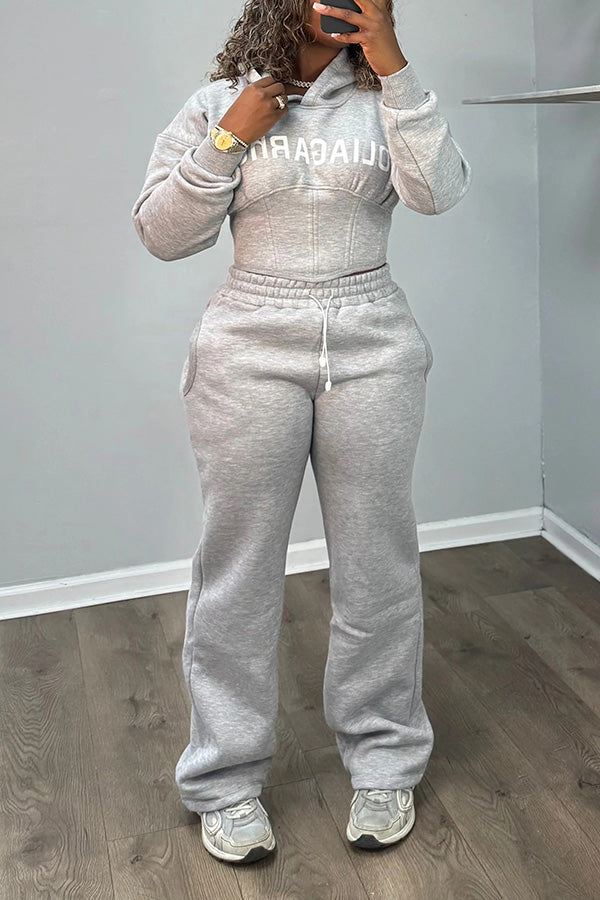 Soft Corset Hoodie & Boot Cut Jogger Pants Set 