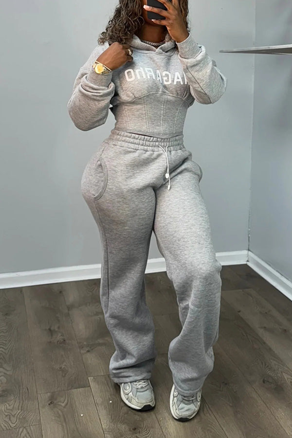 Soft Corset Hoodie & Boot Cut Jogger Pants Set 
