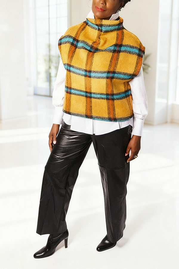 Stylish Plaid Knitted Vest