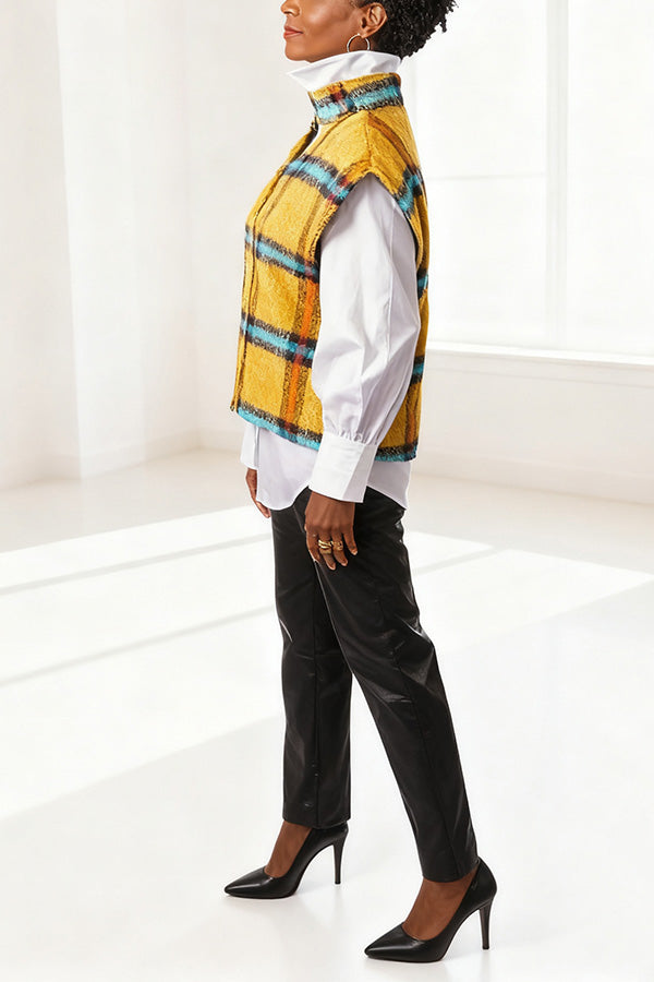 Stylish Plaid Knitted Vest