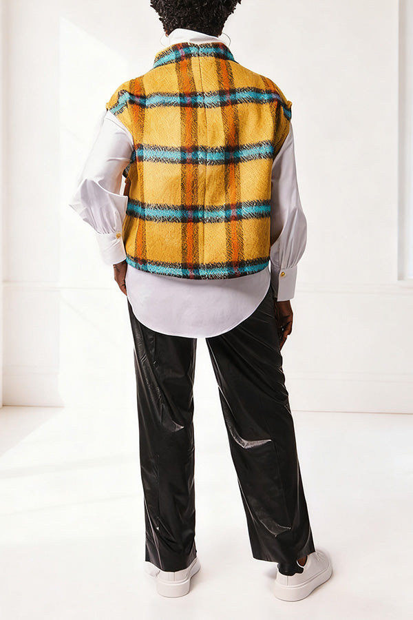 Stylish Plaid Knitted Vest