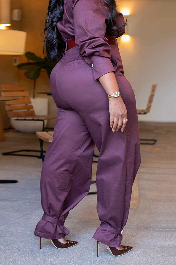 Cozy Solid Button Up Pockets Jumpsuit